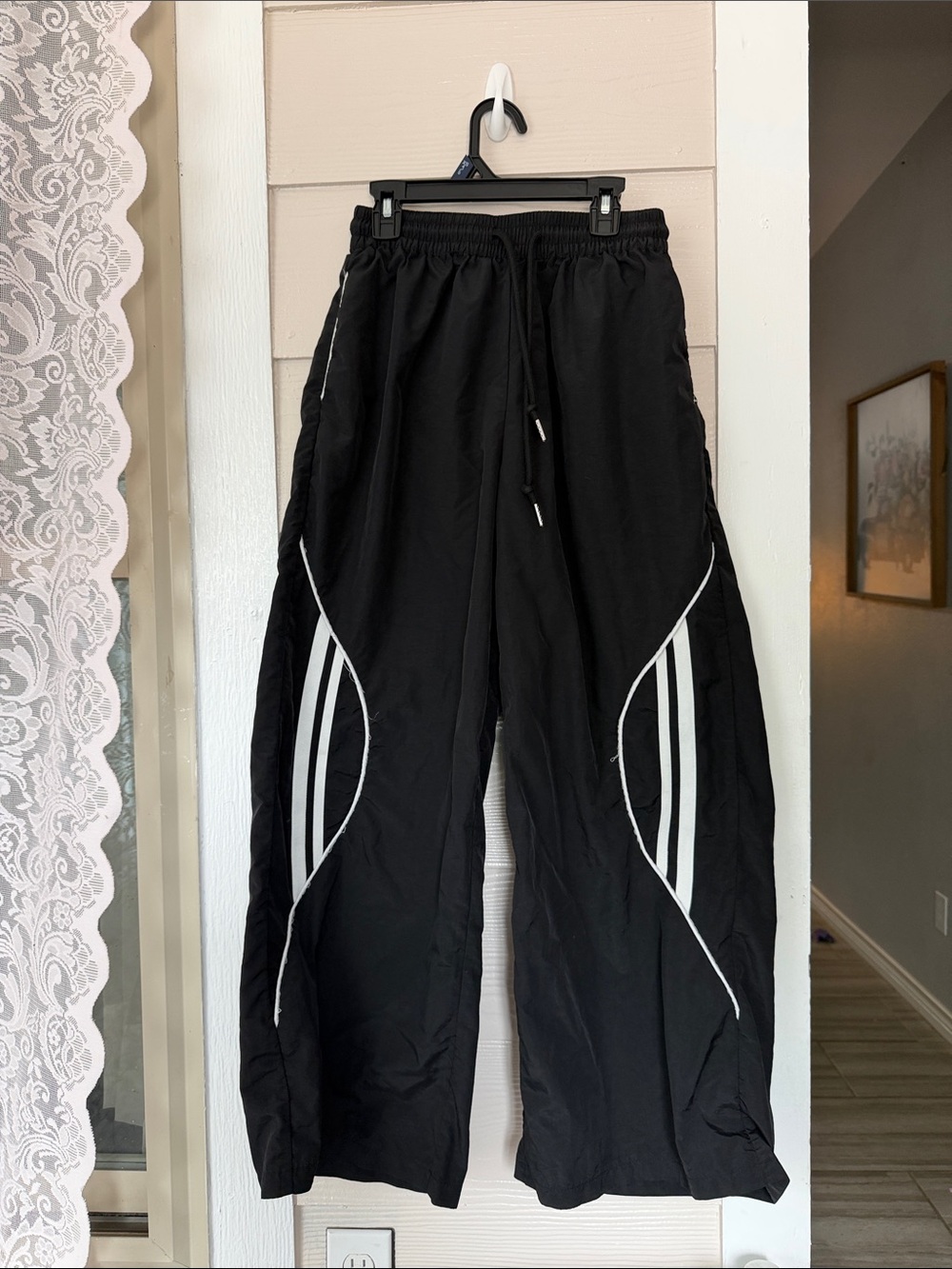 Women's Black Track Joggers with White strip SHEIN Dazy